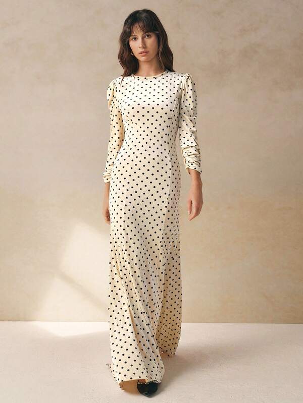 Adèle Polka Maxi Dress